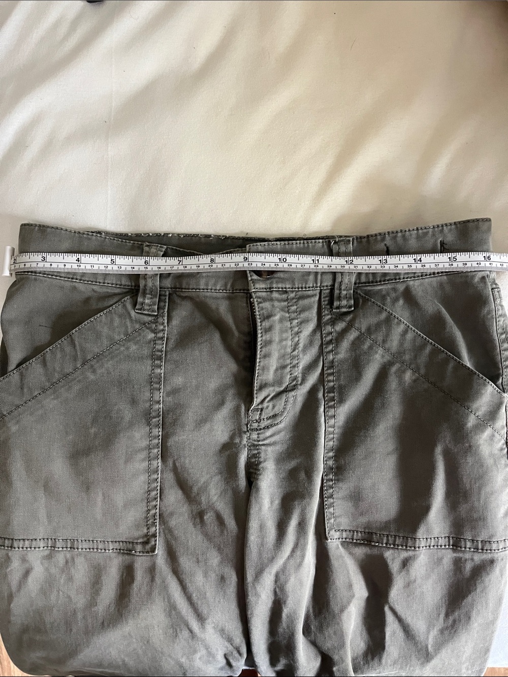 Madewell Skinny Fatigue Utility Cargo Pants Olive Green Ankle Zip Size 26 - Picture 9 of 16